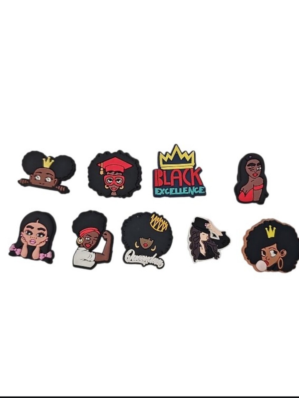 Black Girl Magic Croc Charms Jibbitz Lot of 9 Afro Queen Shoe Accessories